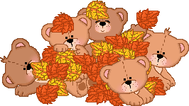 bears in leafpile